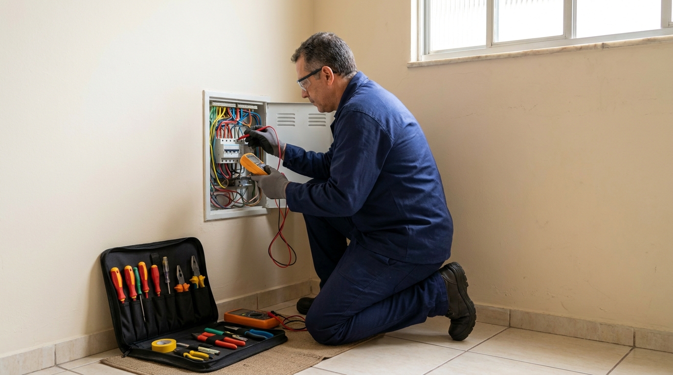Eletricista atendendo em residência em Guarulhos‑SP