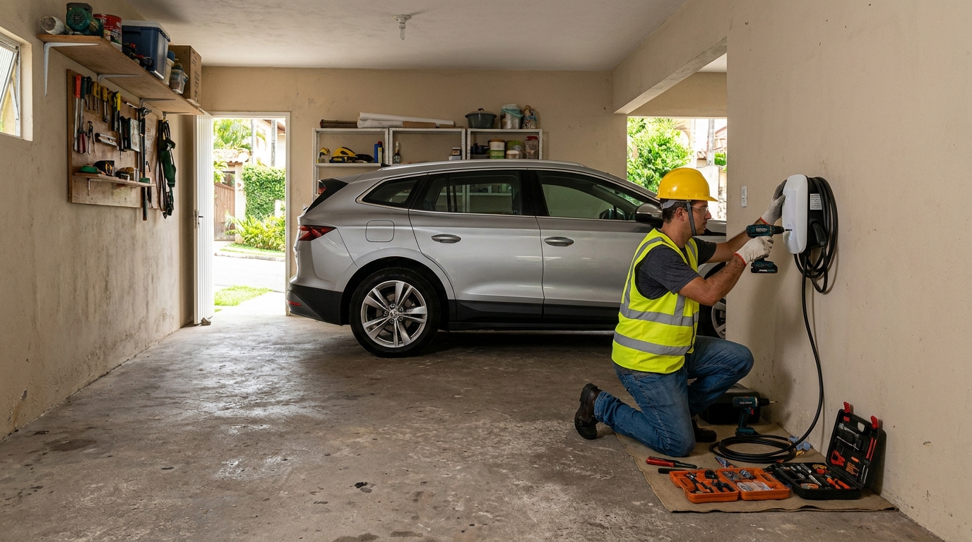 Instalacao de carregador de carro eletrico residencial em Guarulhos‑SP