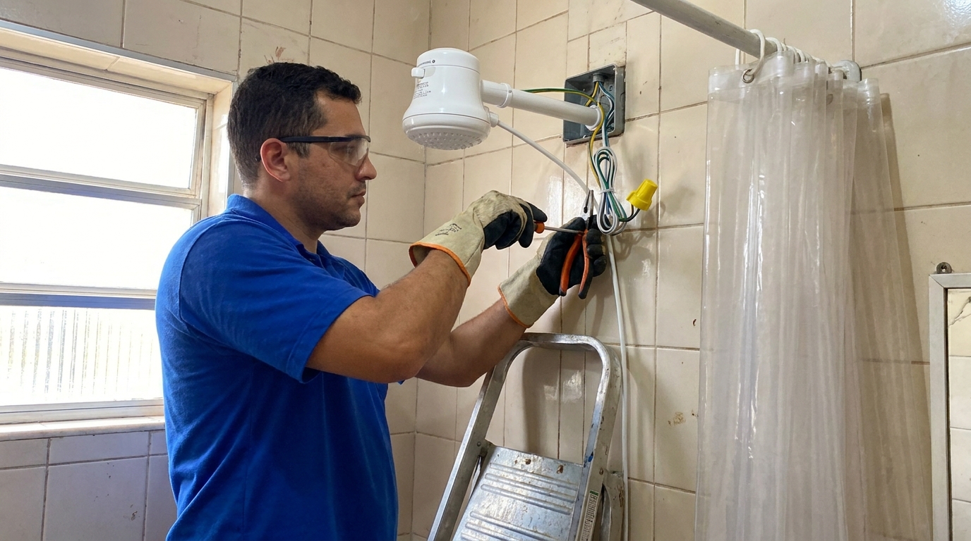 Instalacao de chuveiro eletrico residencial em Guarulhos‑SP