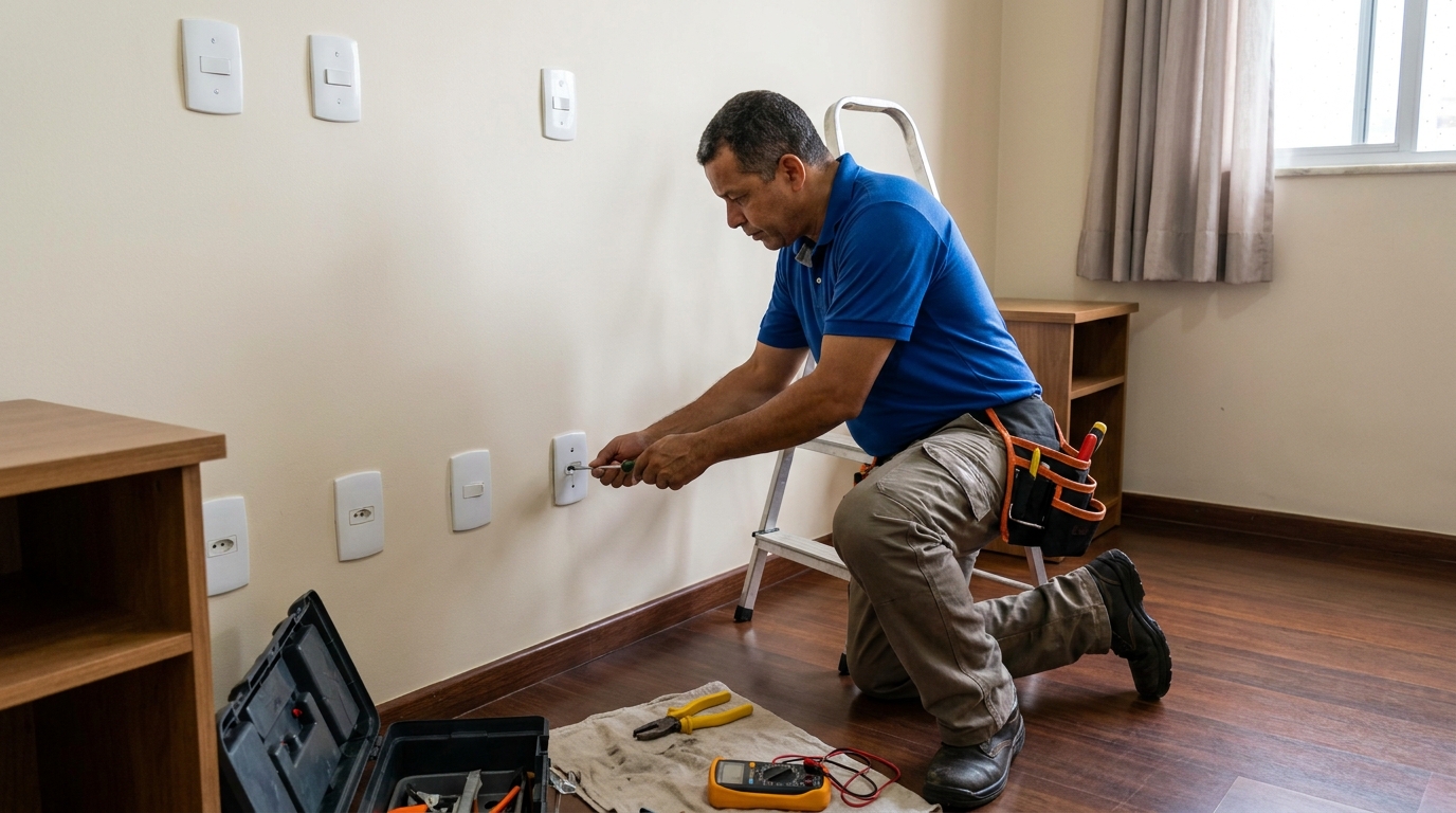 Instalacao de tomada e interruptor residencial em Guarulhos‑SP