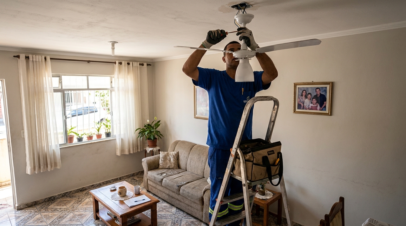 Instalacao de ventilador de teto residencial em Guarulhos‑SP